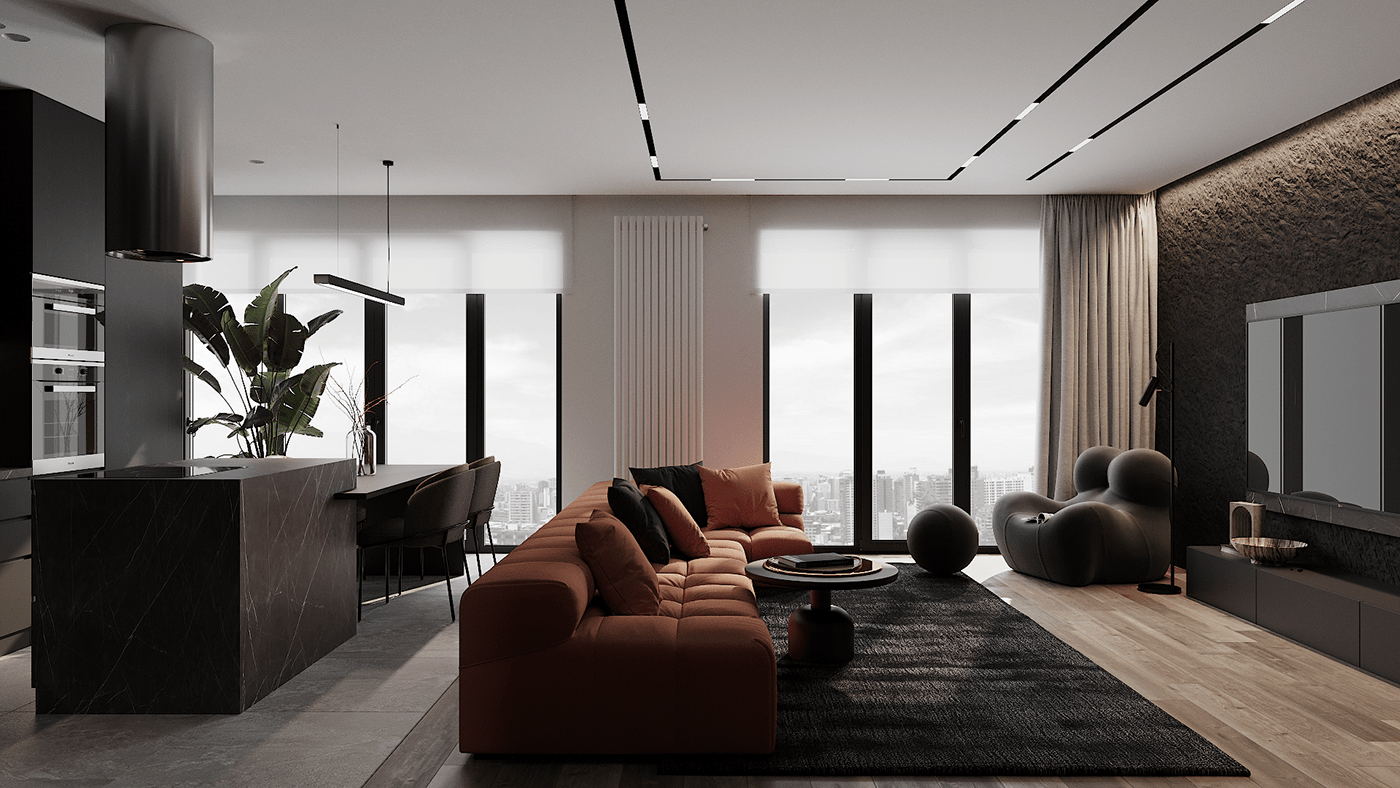 84㎡黑色与橙色 用时尚活力点燃激情夏日                     -6