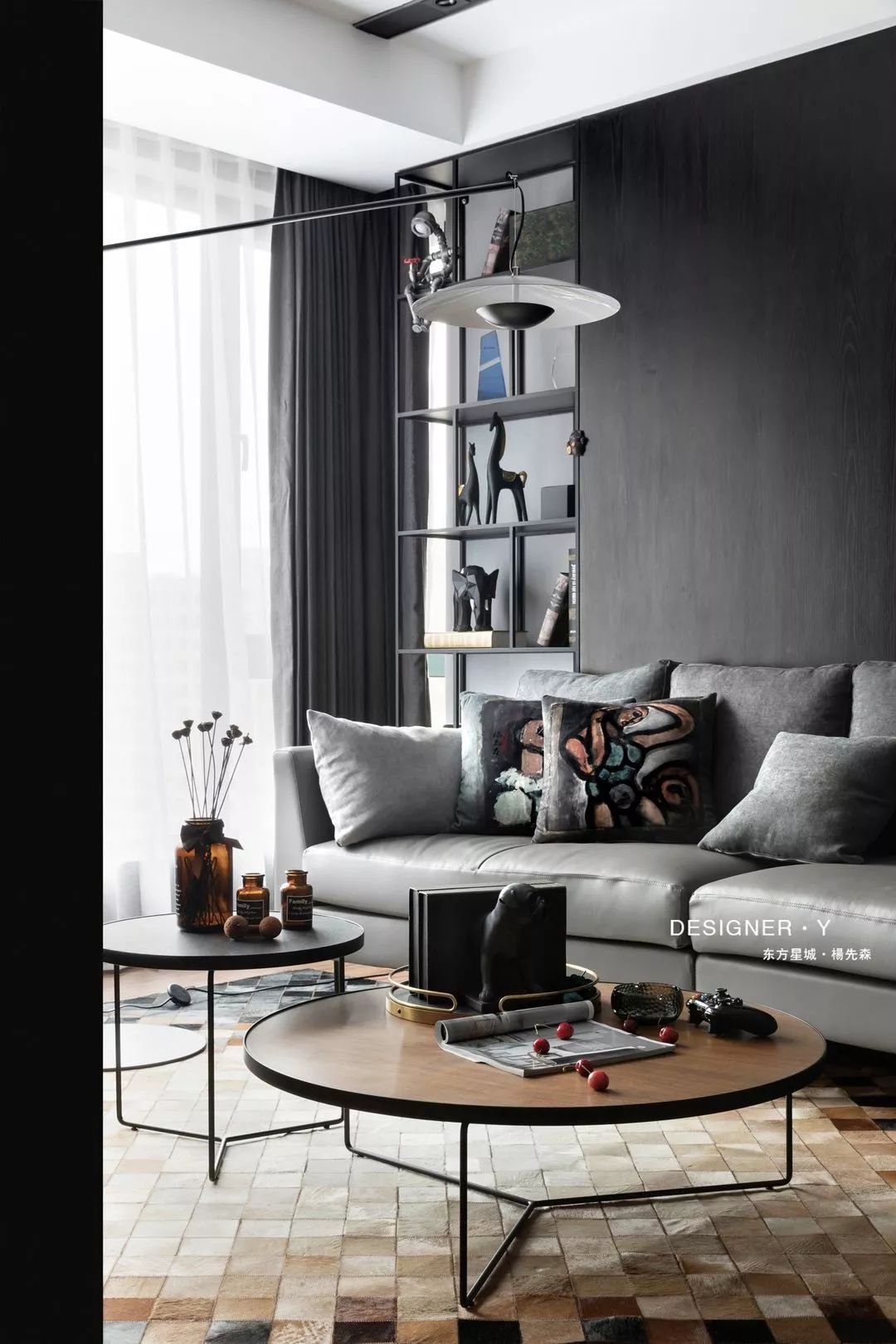 黑白灰 胡桃木低奢住宅  杨环信-9