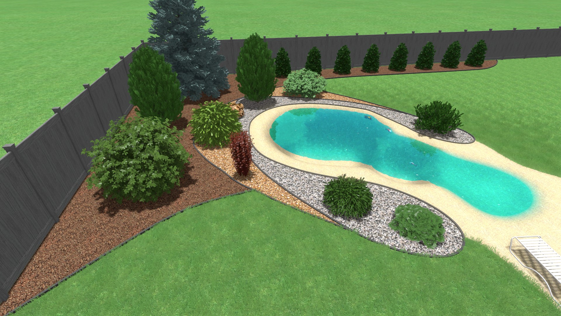 Ландшафтный проект участка 13 соток. Песочный бассейн-6