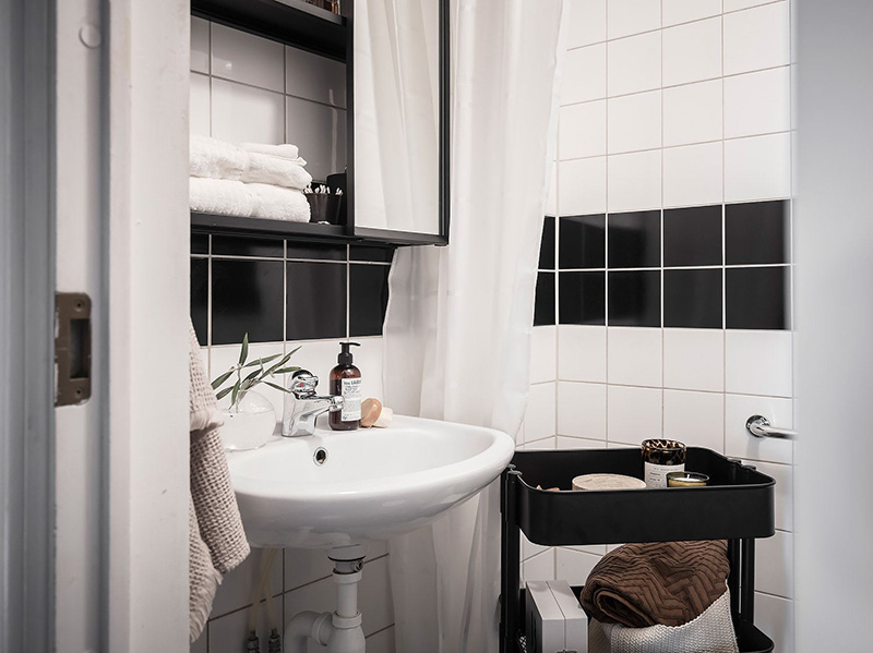 哥德堡 51 平米时尚公寓 | 灰墙砖厨、复古走廊，小空间大创意-31