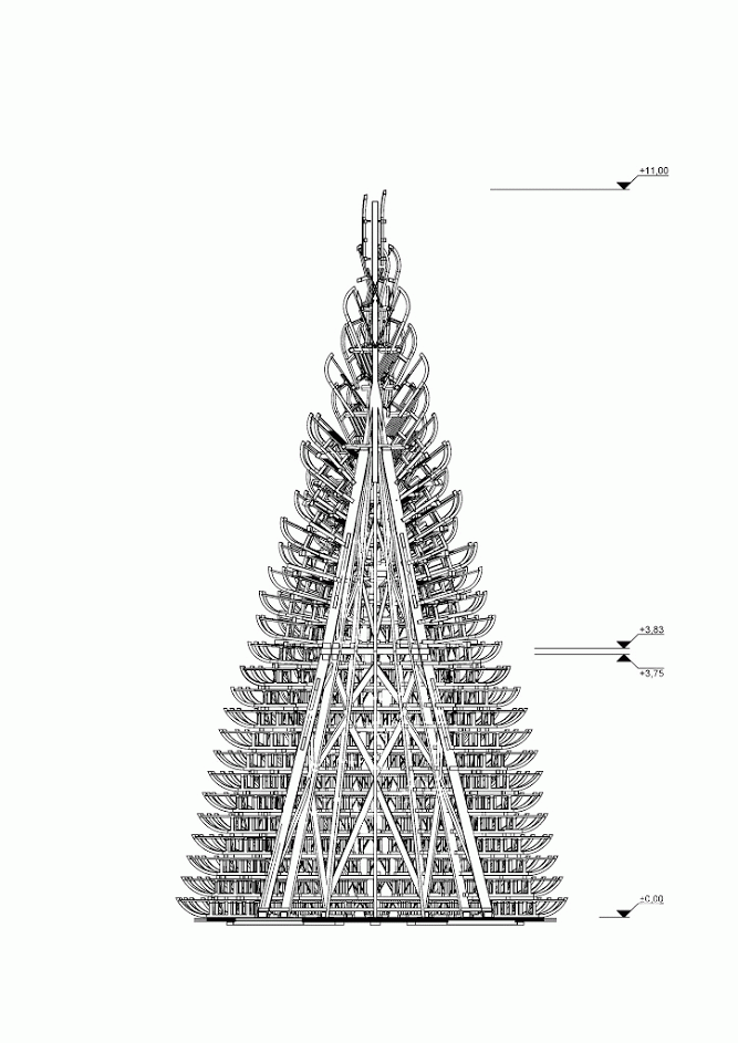 Hello Wood 布达佩斯 11 米高雪橇圣诞树装置丨匈牙利布达佩斯-18