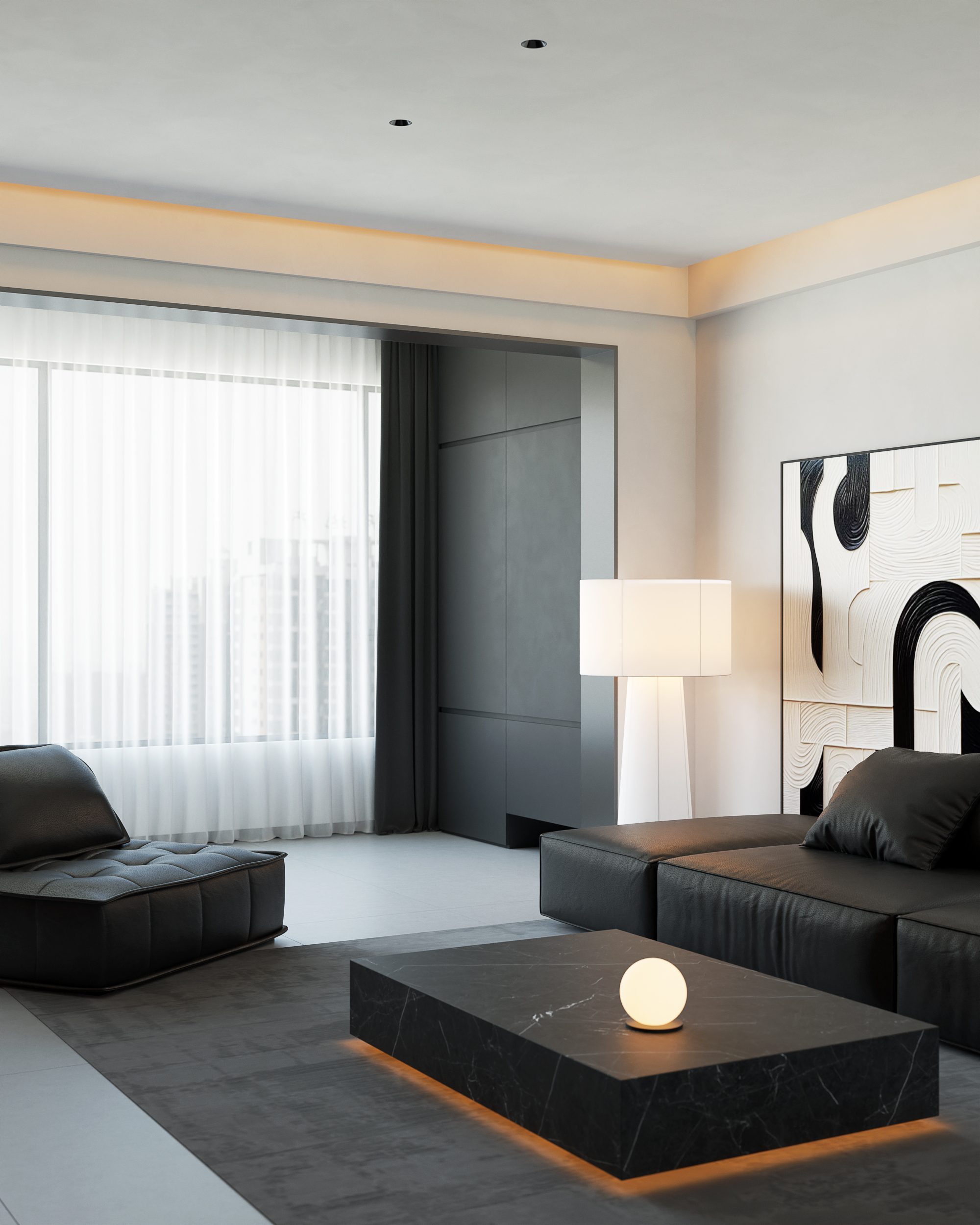 极简至境｜现代黑白灰私宅设计-17