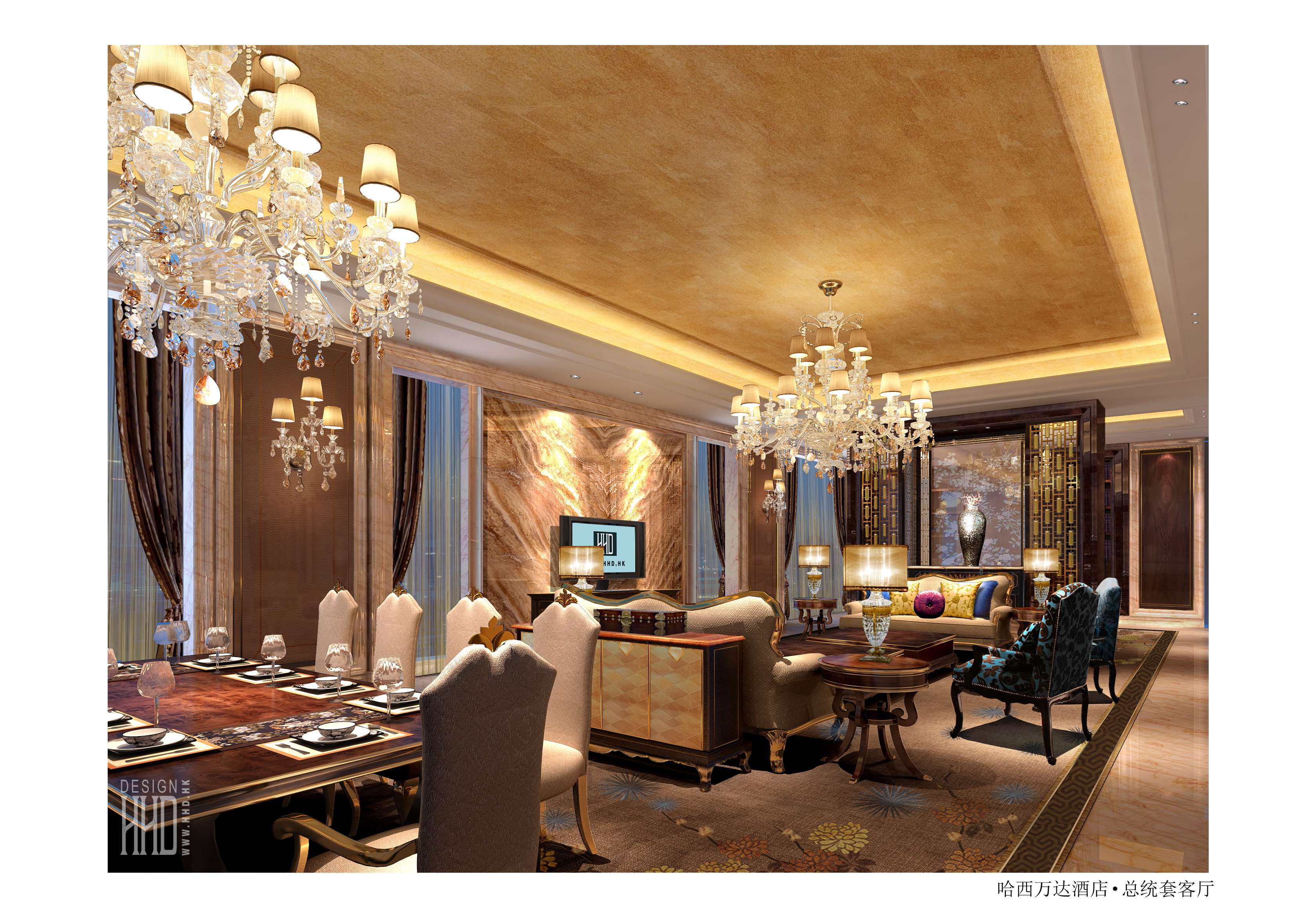 HHD设计－哈西万达五星酒店公共区域CAD施工图+效果图 926M-9