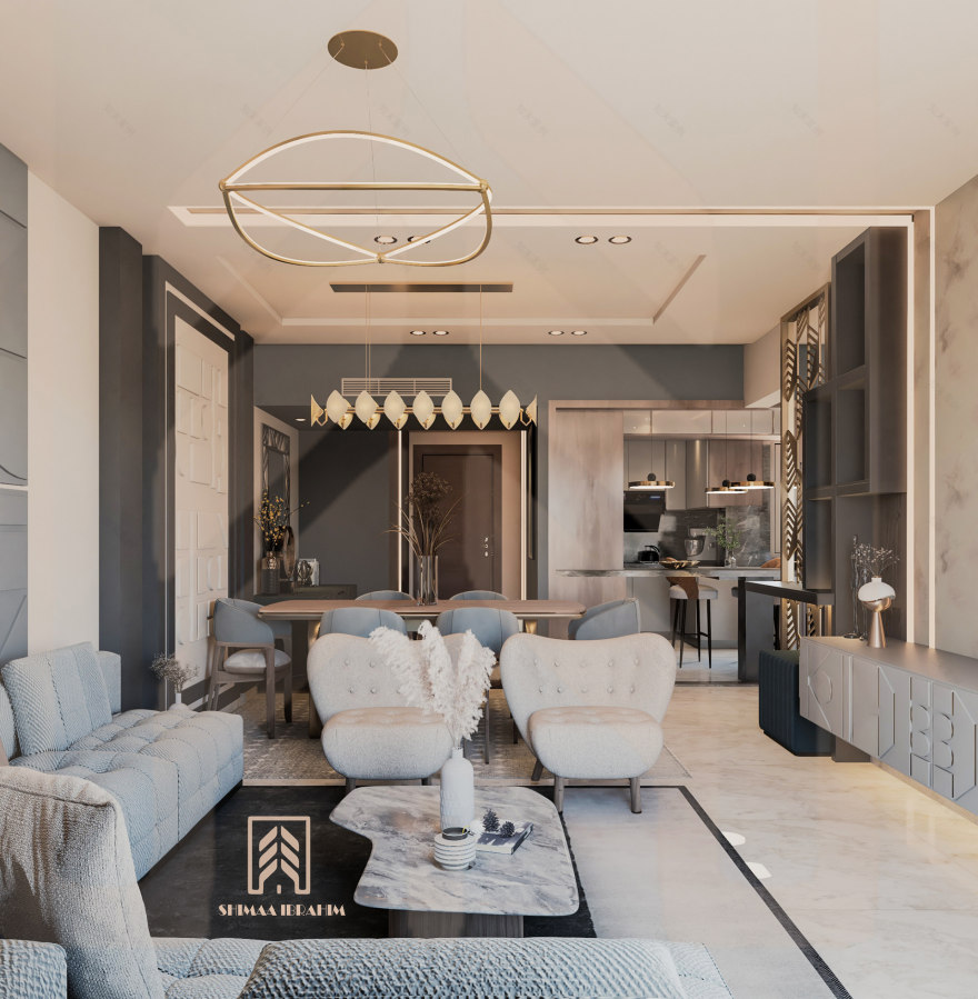 Contemporary reception area with open kitchen-7