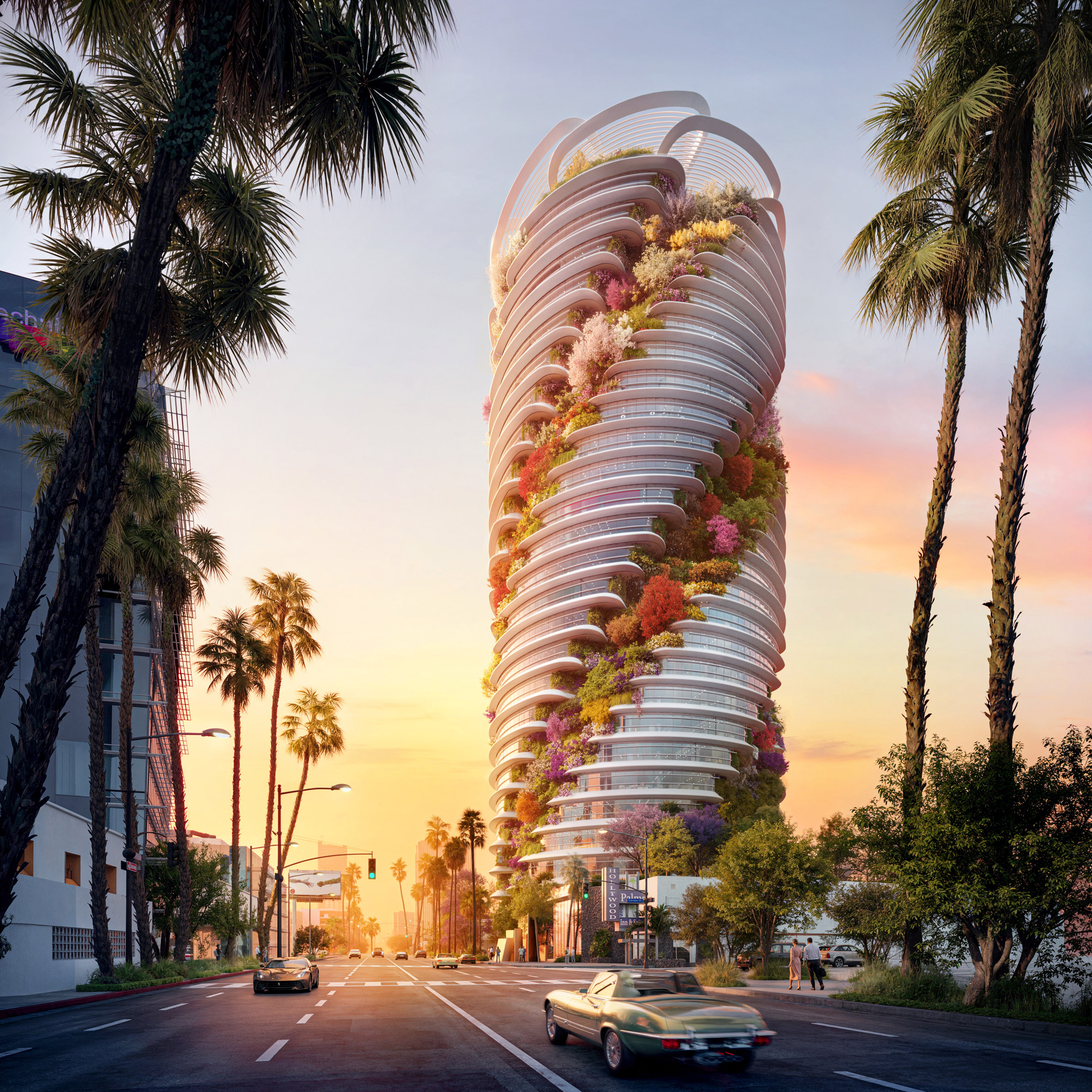 Foster + Partners designs Hollywood offices with spiralling plant-covered terraces-3