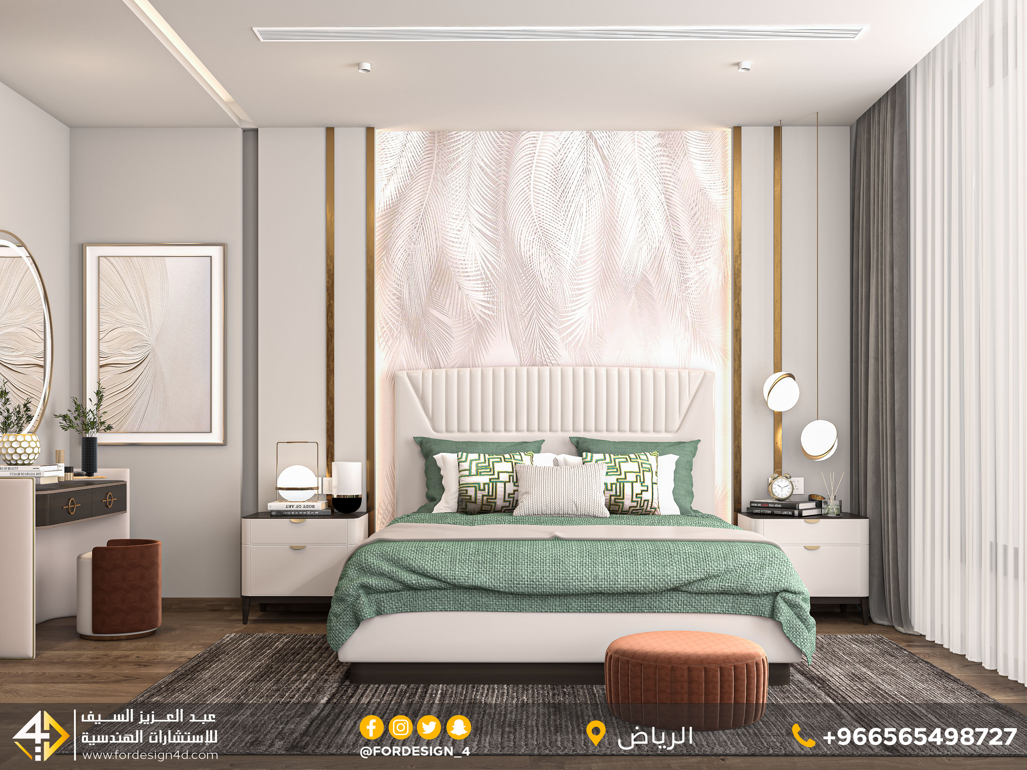 Modern bedroom design in villa in KSA-0