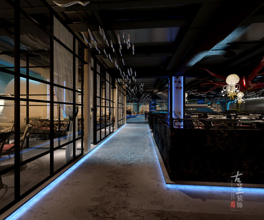 成都鱼主题餐厅 | 工业风邂逅海洋元素-6