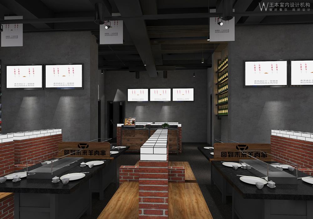 
西安回到未来羊肉串烧烤店装修设计 -0