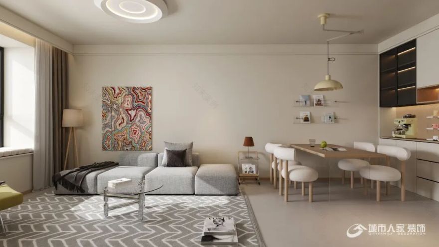 城市人家||玖玺台107,奶油原木睡前邂逅城市灯火的温柔-17