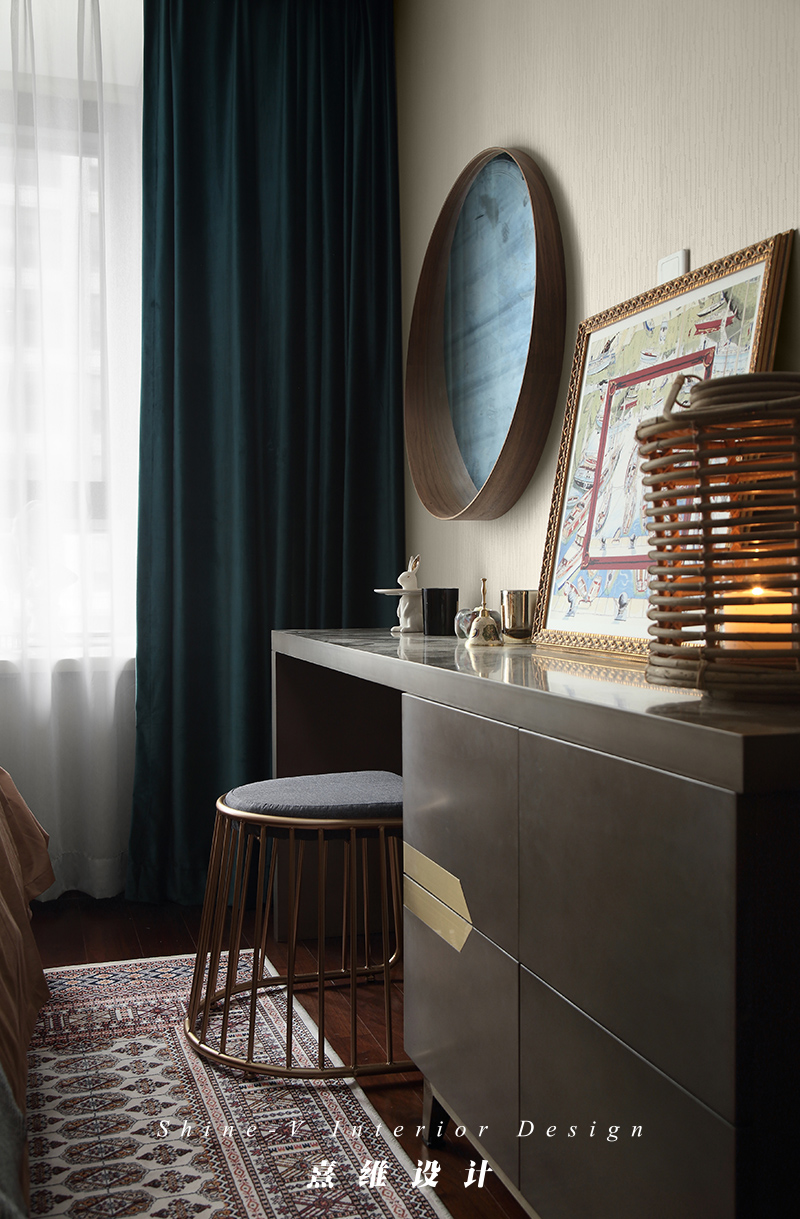 《构色》南京升龙天汇 90 平米三室两厅精装房改造,深蓝金色的复古典雅空间-45