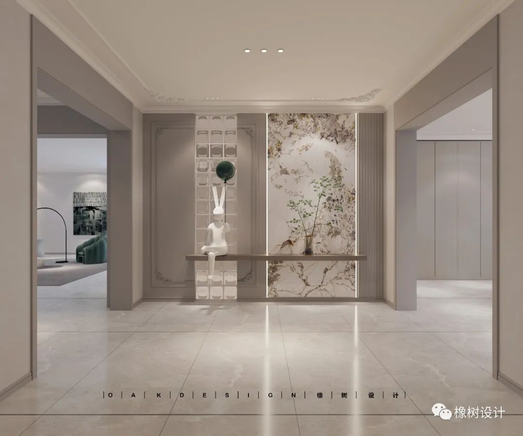 奶油灰轻法式大平层丨橡树设计-5