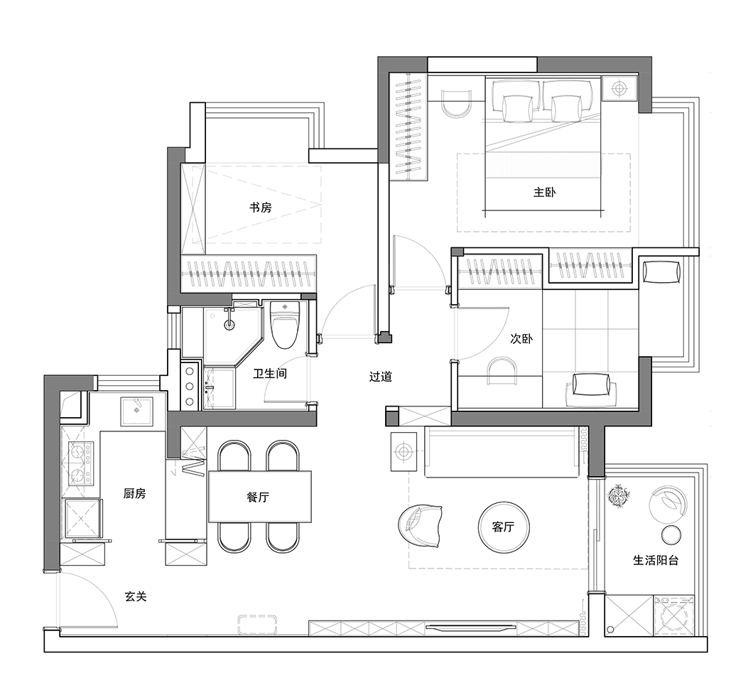 东莞海德·琥珀台 90㎡简约明亮私宅设计丨中国东莞丨六品设计-8