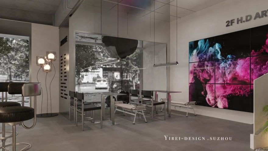 曲面连续的绿色咖啡厅丨中国苏州丨YIBEI DESIGN-22