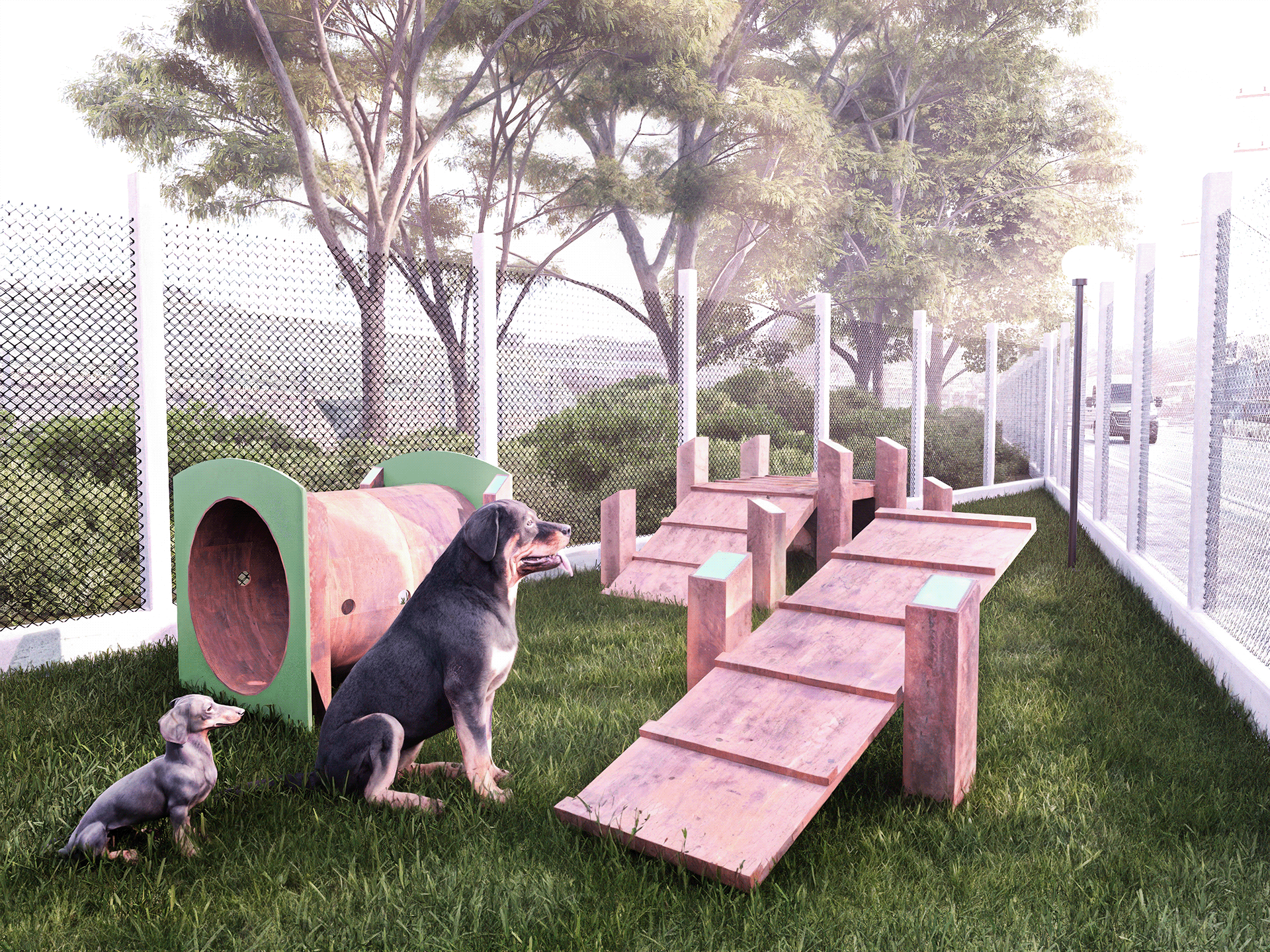 Visualização Arquitetônica: Fachada e Área de Lazer-6