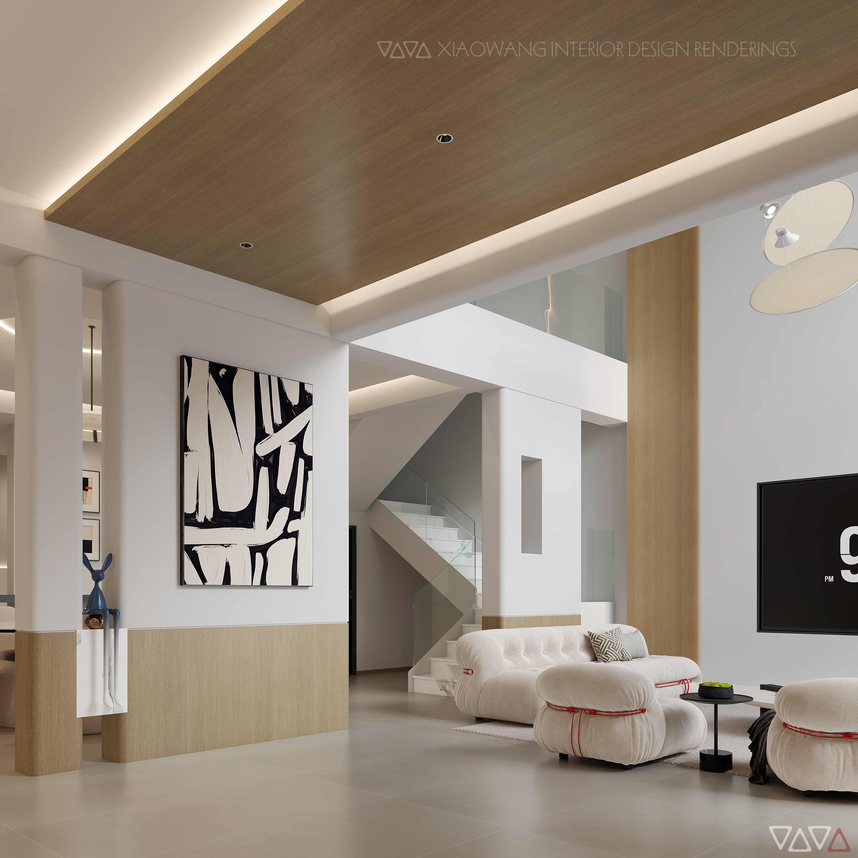 现代挑空客餐厅效果图-6