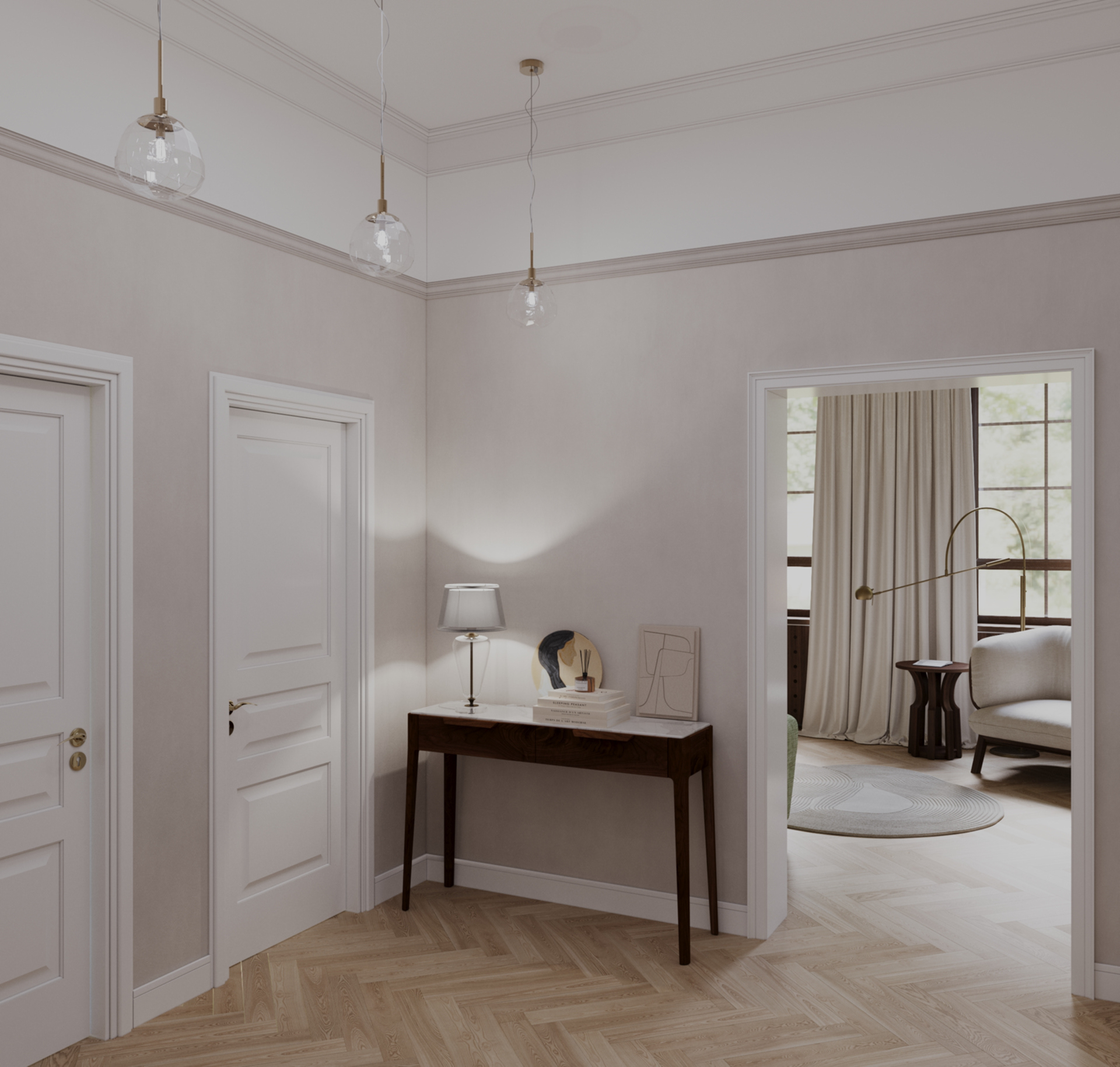 Дизайн приміщень передпокою та вітальні-0