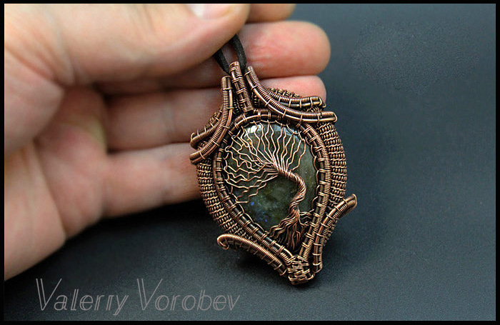 “手工铜线缠绕树形吊坠制作教程”-7