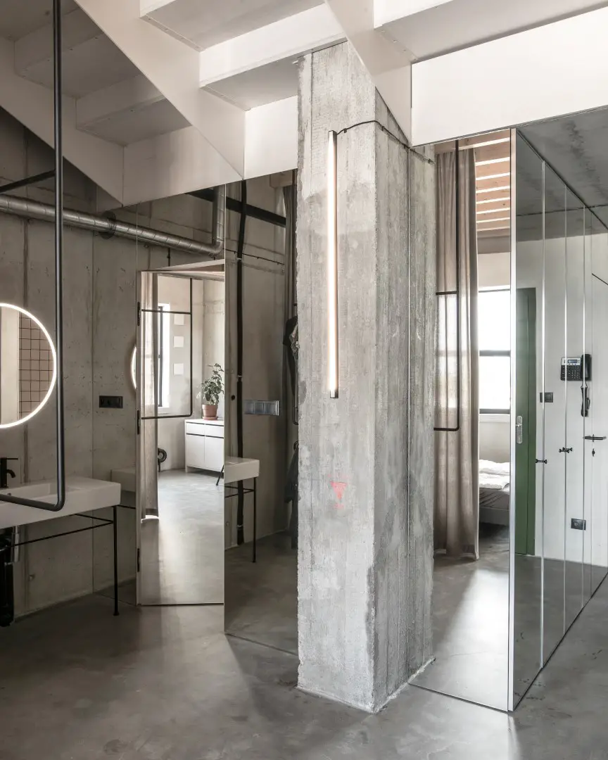 垂直 loft 工业风设计 | 混凝土、木头和金属的完美融合-17