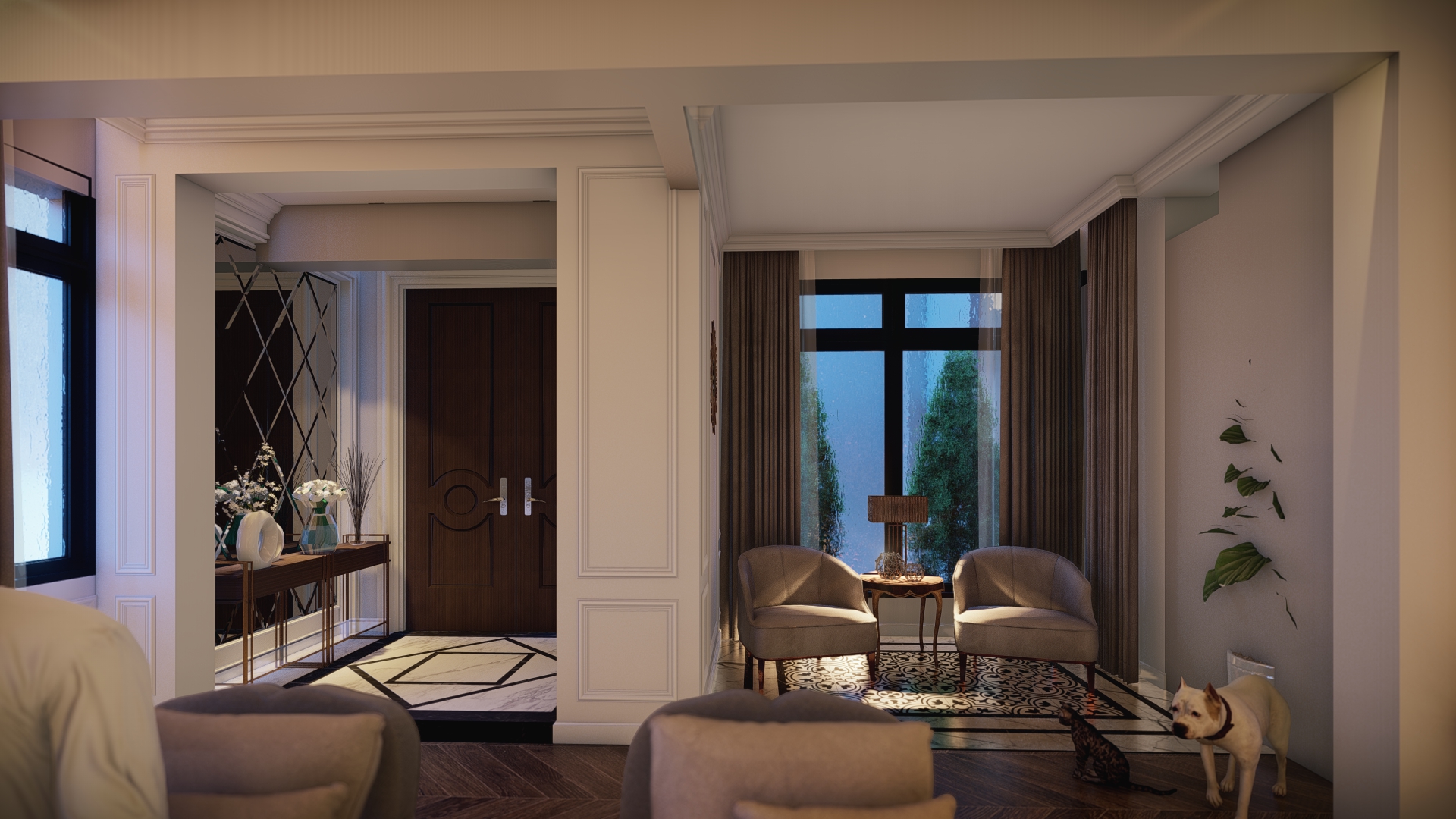 تصميم داخلي كامل لفيللا نيو كلاسيك-4