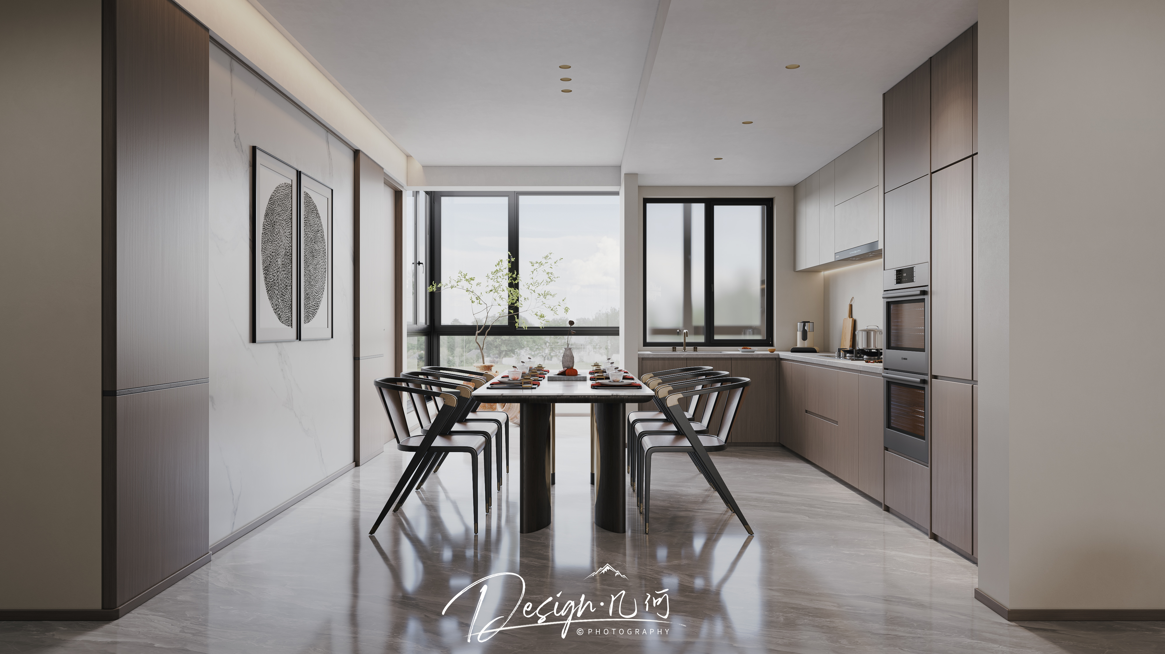 几何空间视觉表现 | 国誉府新中式客餐厅-5