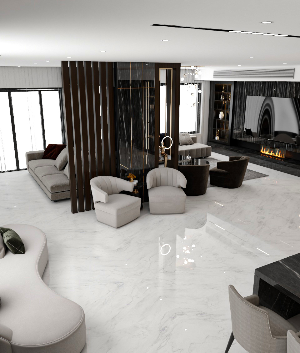 Living room with luxurious kitchen-9