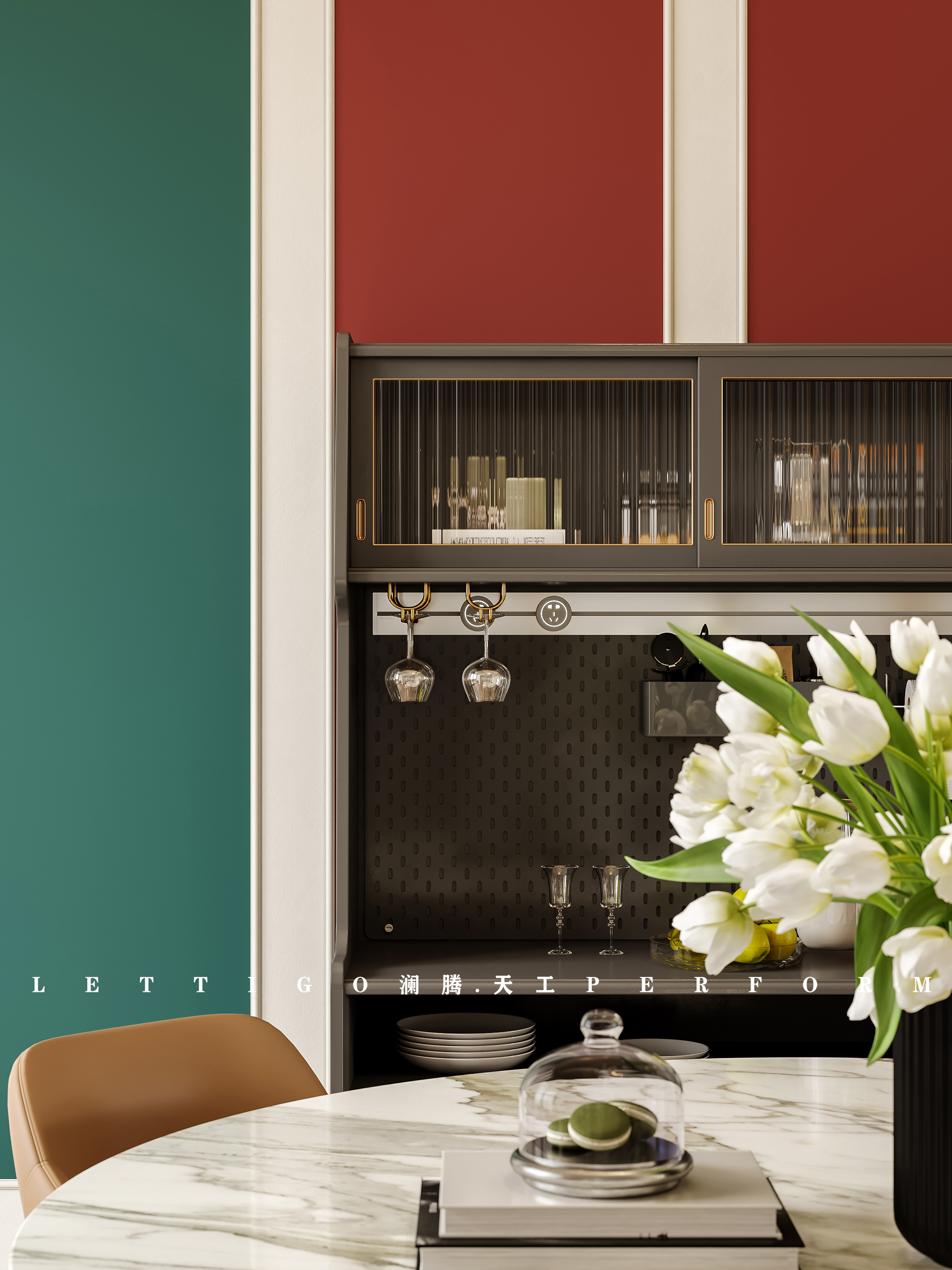 现代奶油法式复式住宅，温柔奶调+复古撞色，精致优雅-10