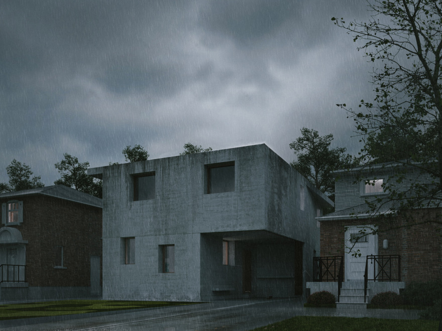 Adrian Phiffer envisions concrete home in Toronto with cutouts and angled walls-24