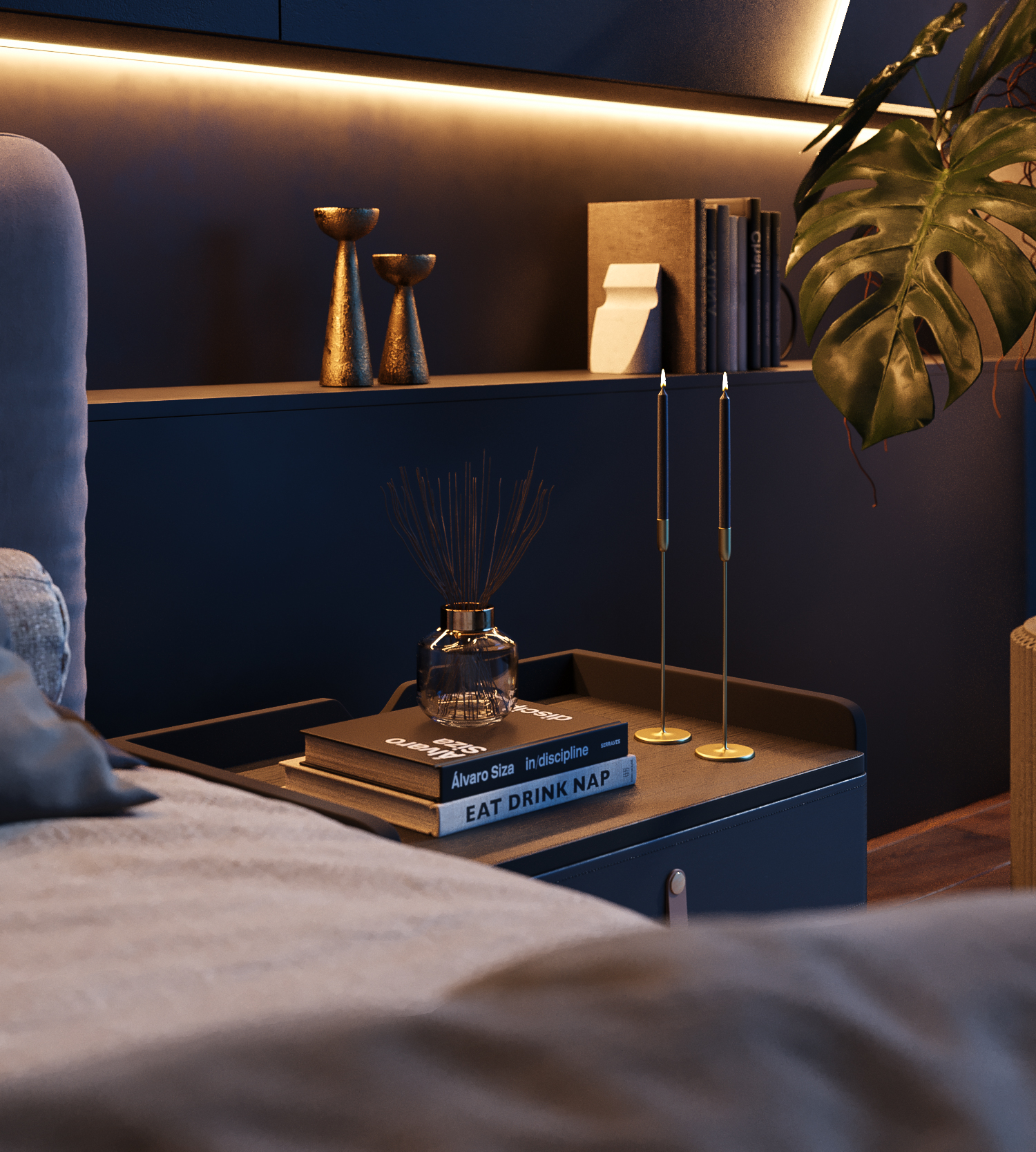 写实级室内渲染  几何线条卧室-6