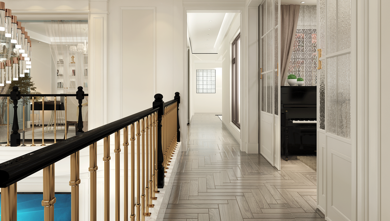 浪漫简约法式白色系一二层空间设计-29