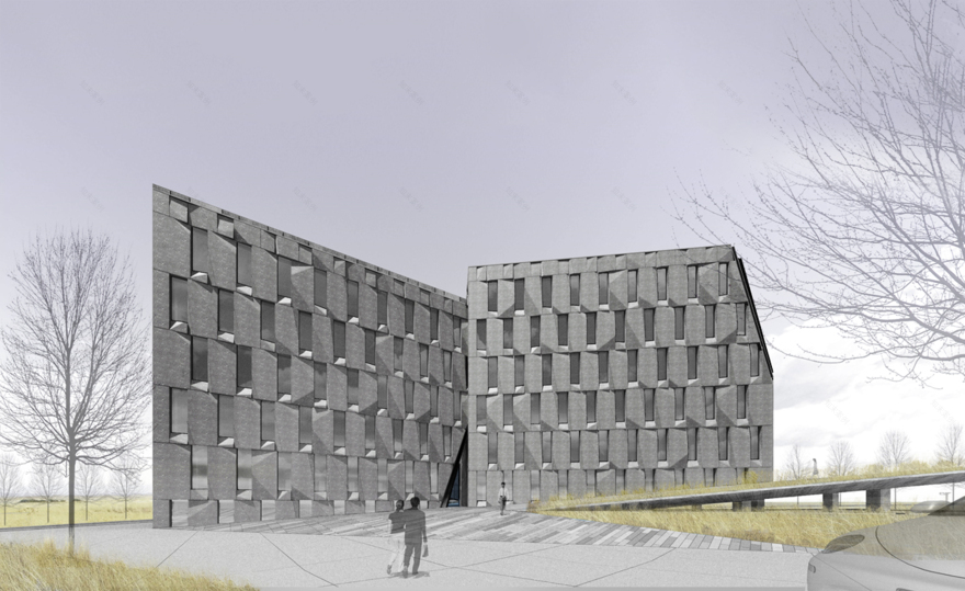 鄂尔多斯旋转立方体办公楼-23