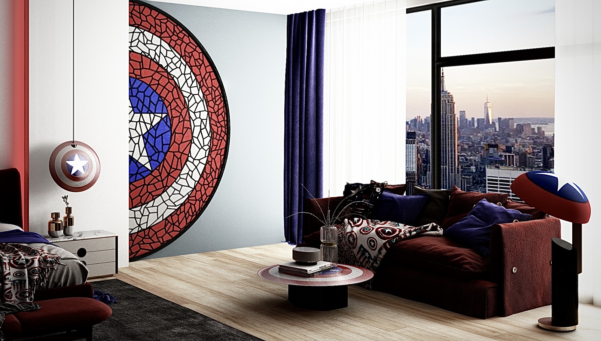 Captain America hotel bedroom-2