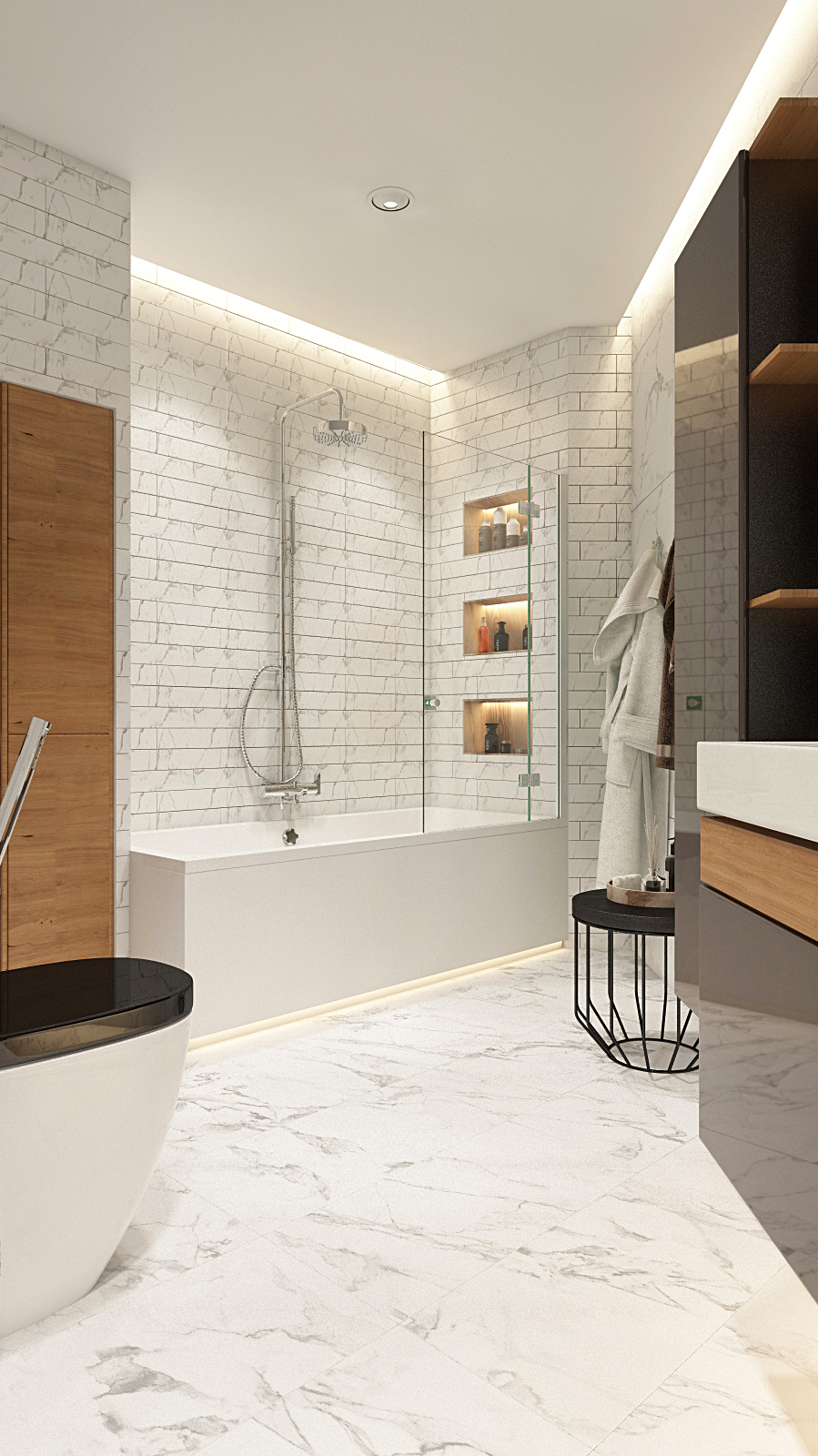 Оформление ванной в сдержанных тонах 9м² — портфолио бюро ARXY-26