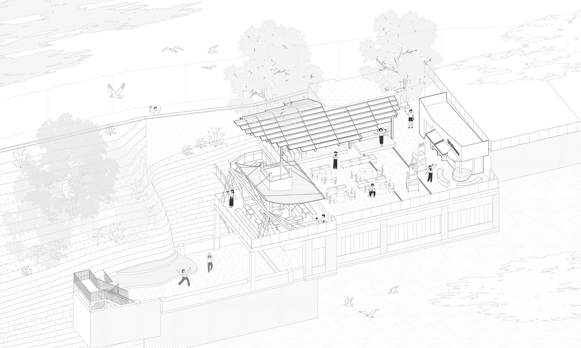 Mountain Alley Rooftop Teahouse Pavilions / RY+P architects-15