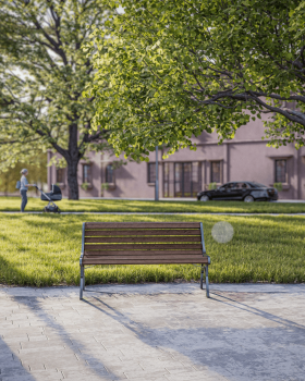 Narutowicza Street Park, Lublin. Site furnishings.