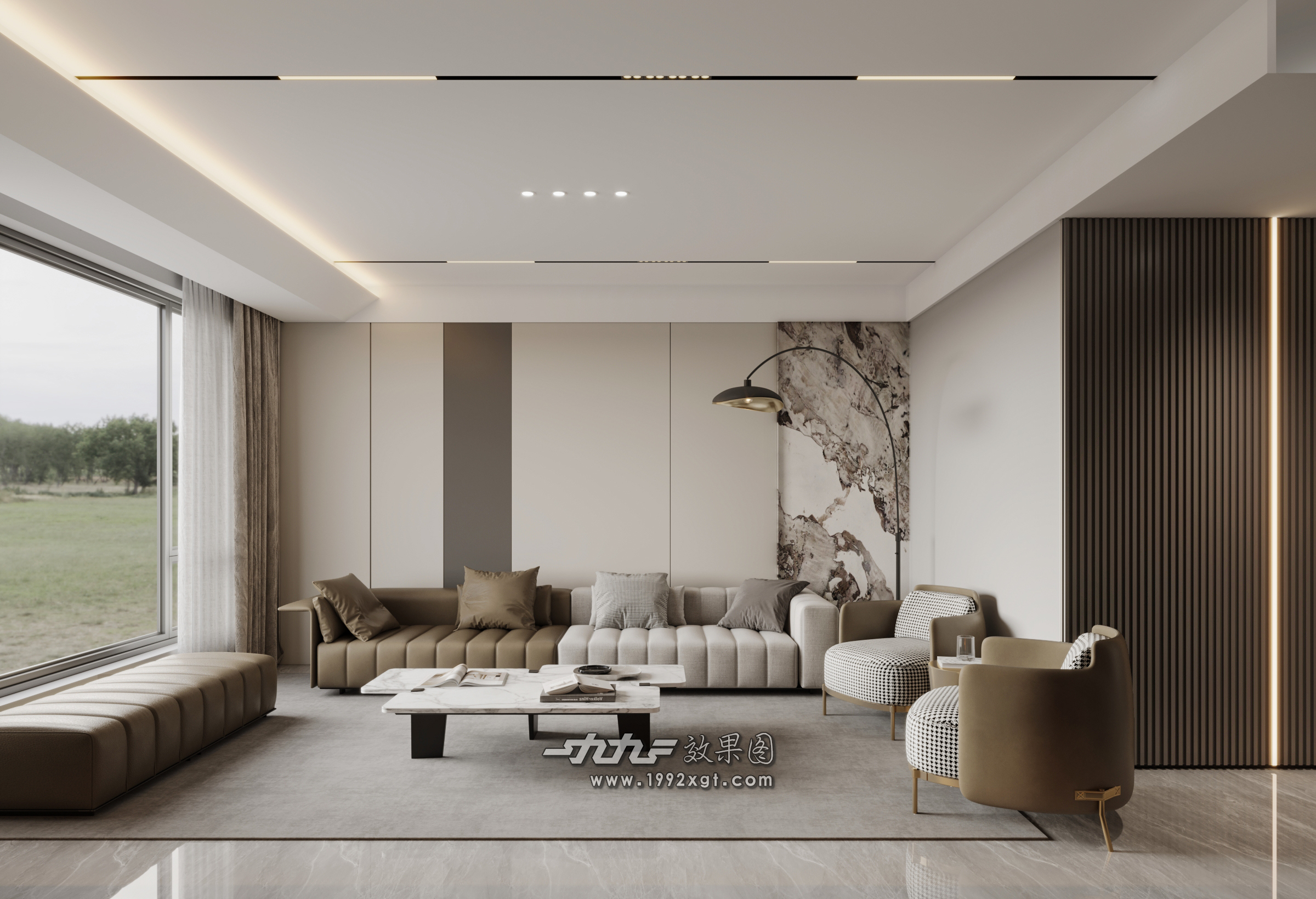 现代简约客厅，暖火炉旁惬意生活-1