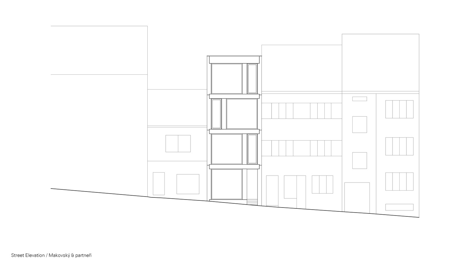 捷克布拉格四层狭长住宅-66