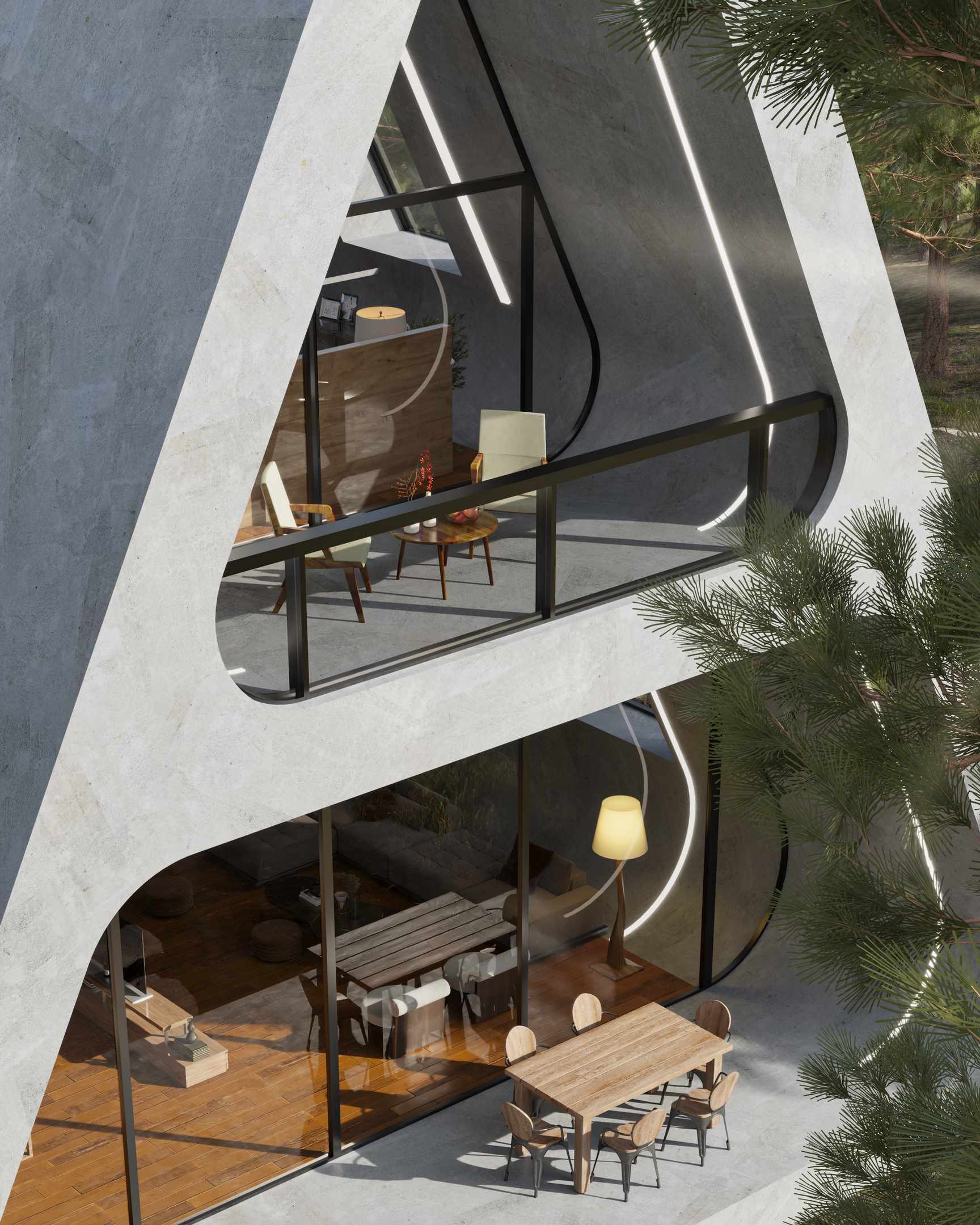 混凝土绿洲 A 形框架小屋设计丨加拿大温哥华丨Rabani Architectural Studio-14