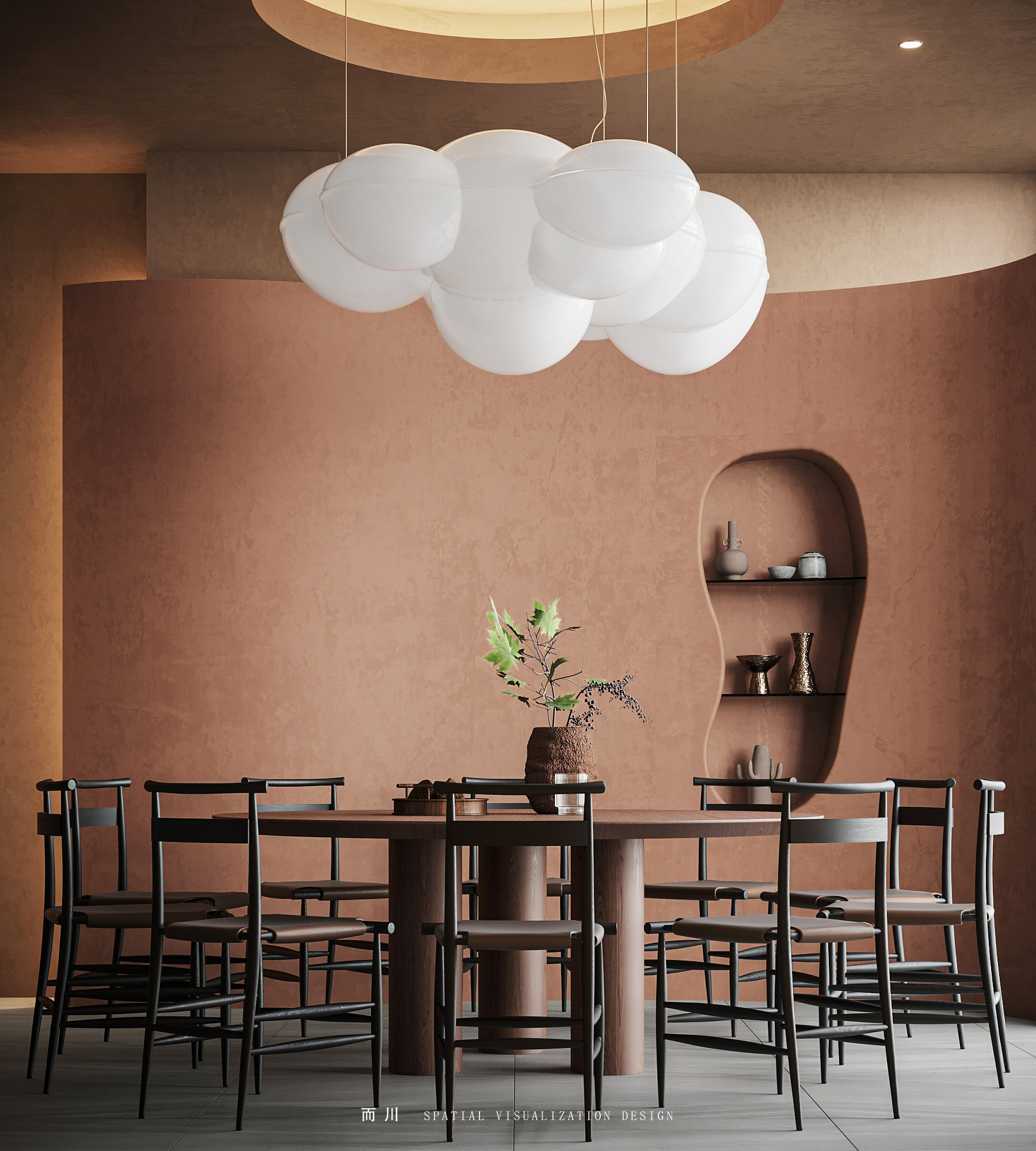 现代餐厅丨而川空间可视化工作室-10
