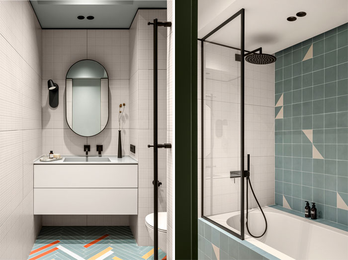 Green L-shaped Kitchen in Kyiv Apartment by Nadya Chabannaya - InteriorZine-11