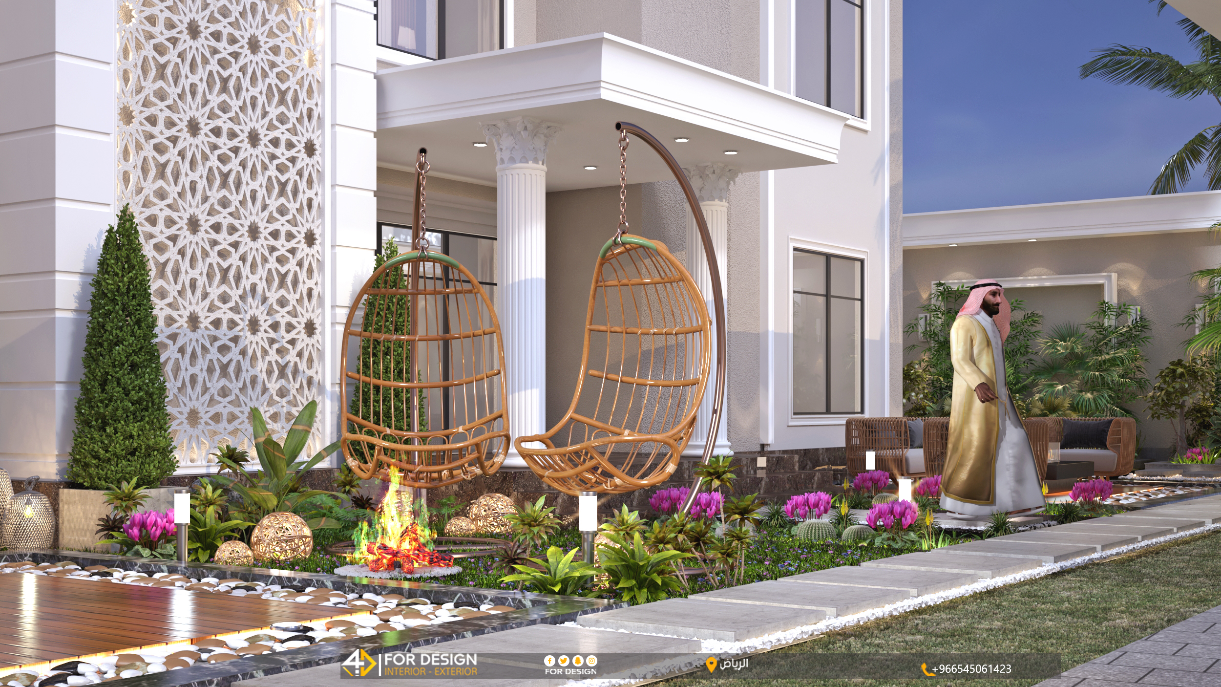Garden design with swimming pool for a palace in Riyadh-4