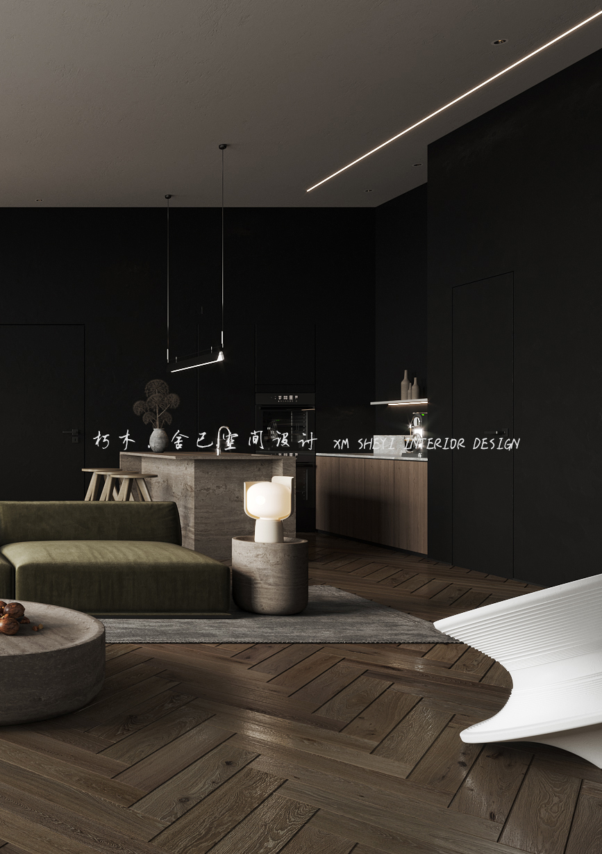 原木与高级黑 · 精致住宅设计丨舍已制作-18