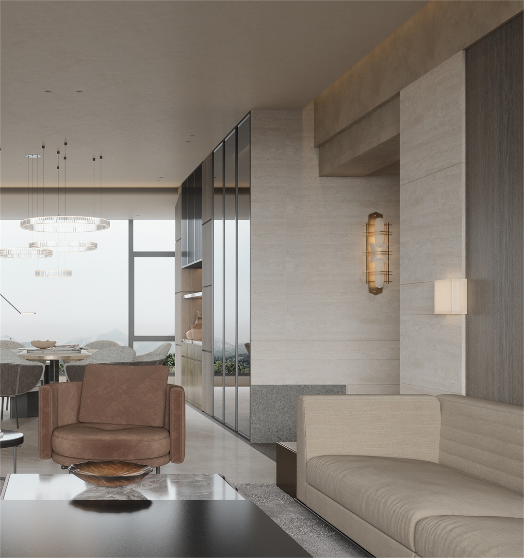 香港大禾装饰|侘寂风格大平层效果图-2