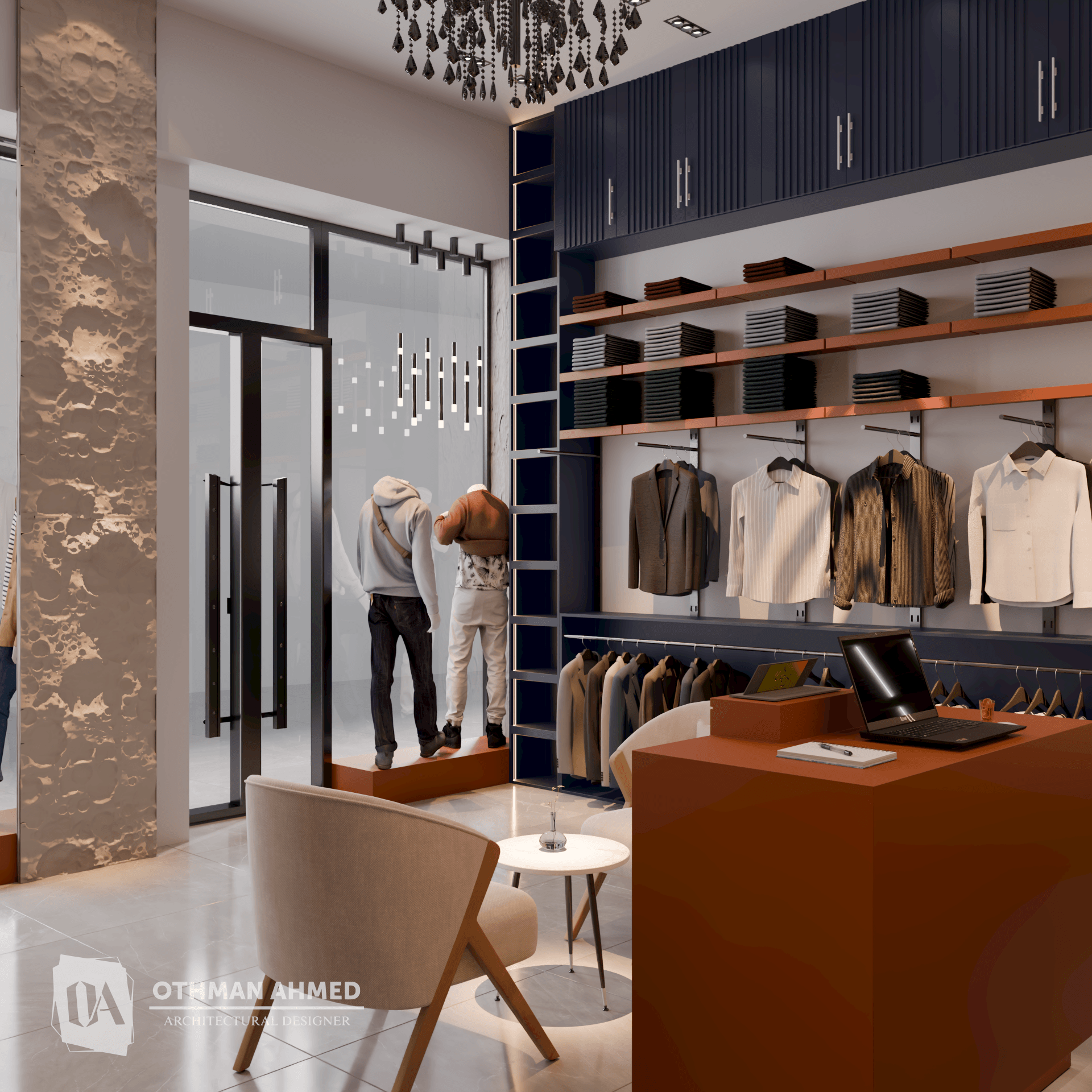 Stylish interior with organized displays and shelves-0