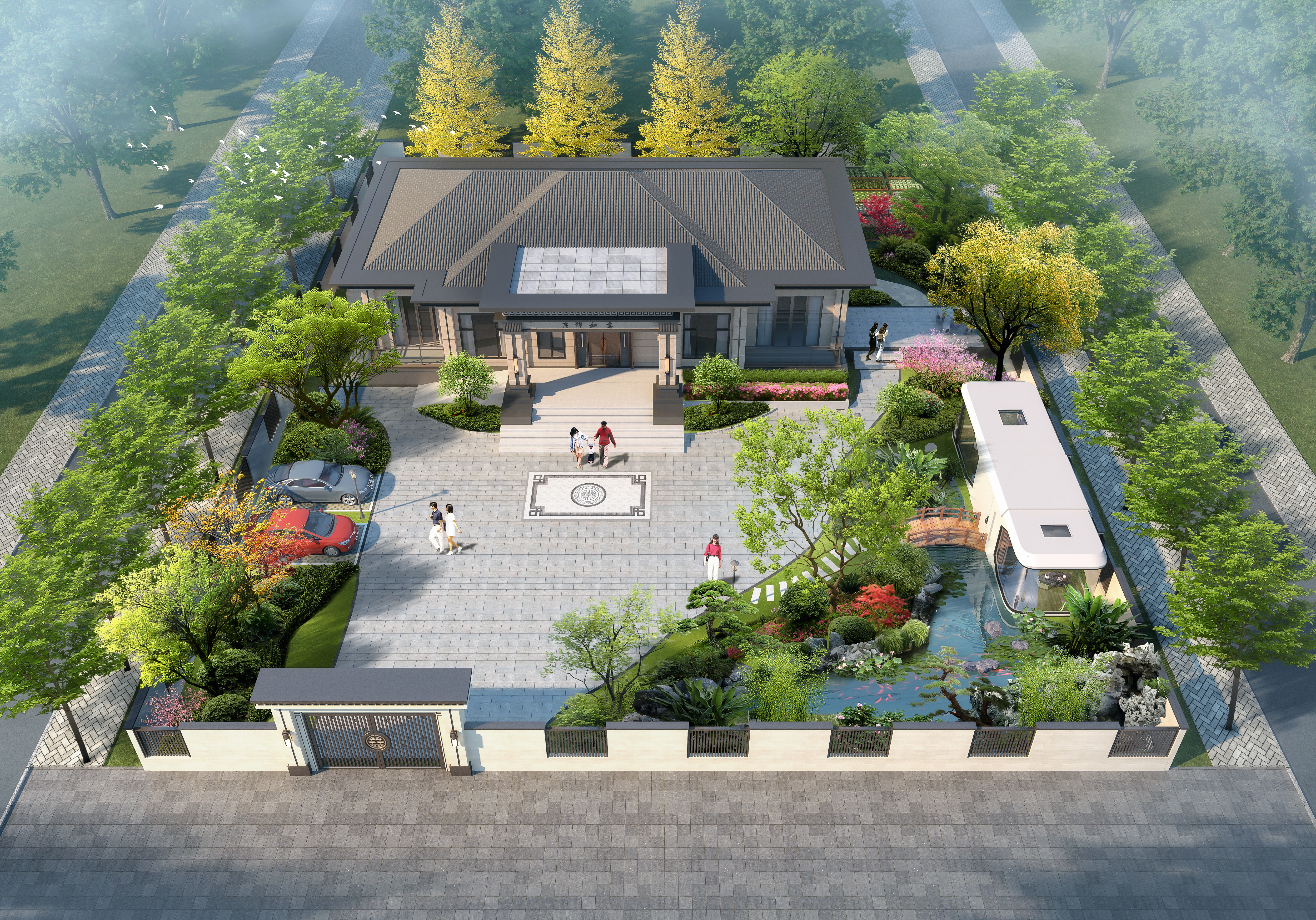 别墅  庭院 外景 效果图-2