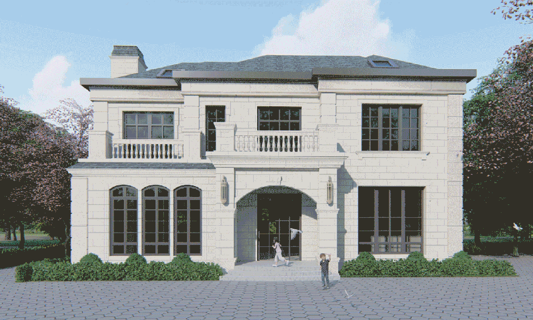 【设计师案例】土建参考造价78万,面宽16.4m×进深14.1m浙江宁波二层欧式别墅-1