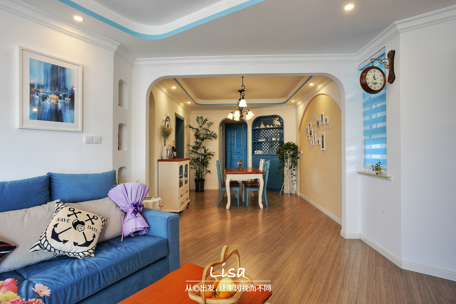 杭州地中海风情公寓 | 圆弧蓝白设计展现年轻旅行者梦想-2