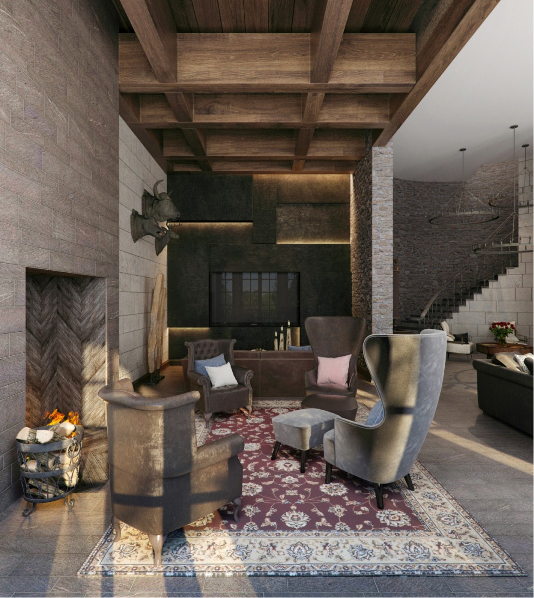 The interiors of the country residence of 1000 m  in Tbilisi Alexandra Fedorova-9