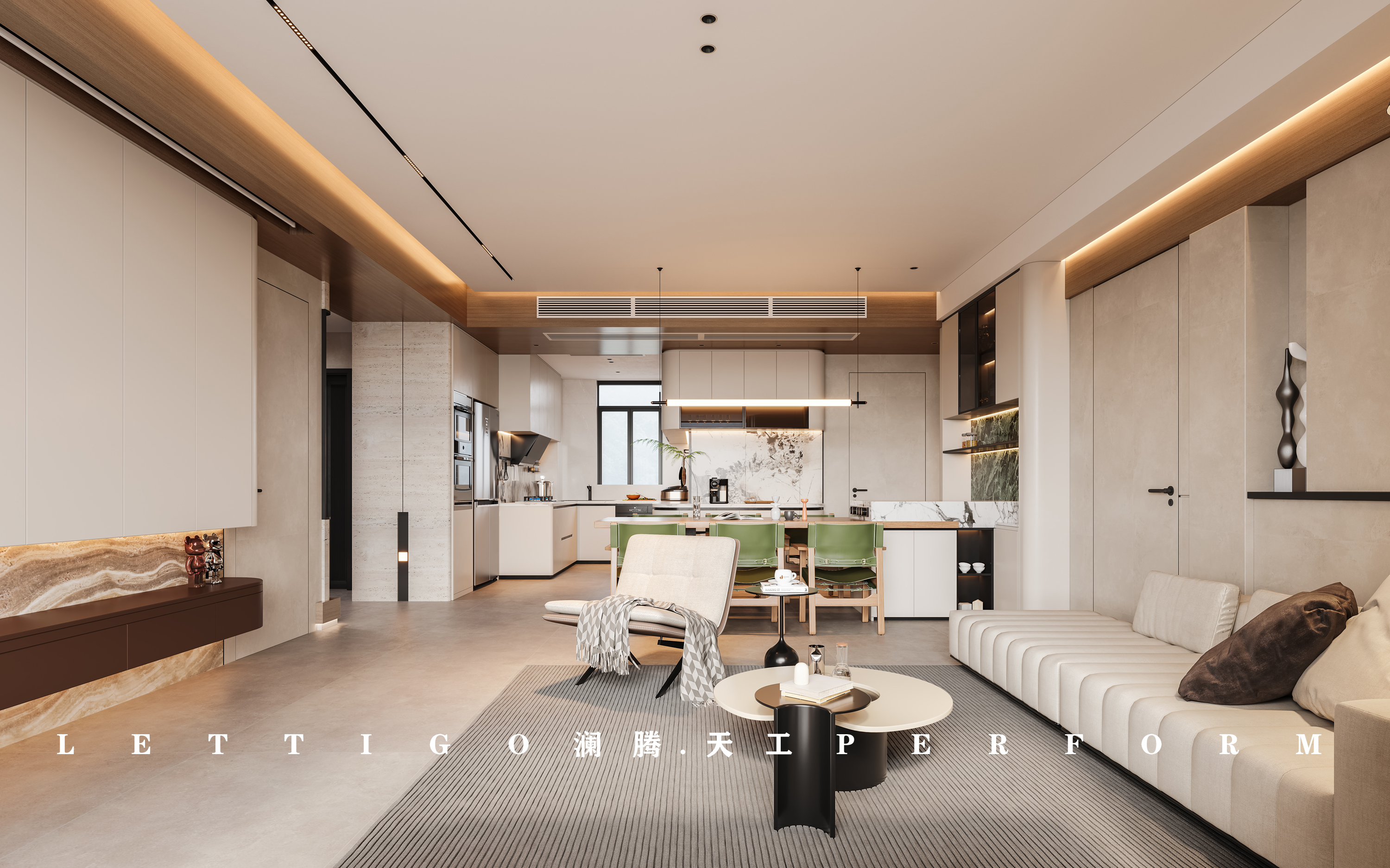 现代暖色调四居室全屋定制-0