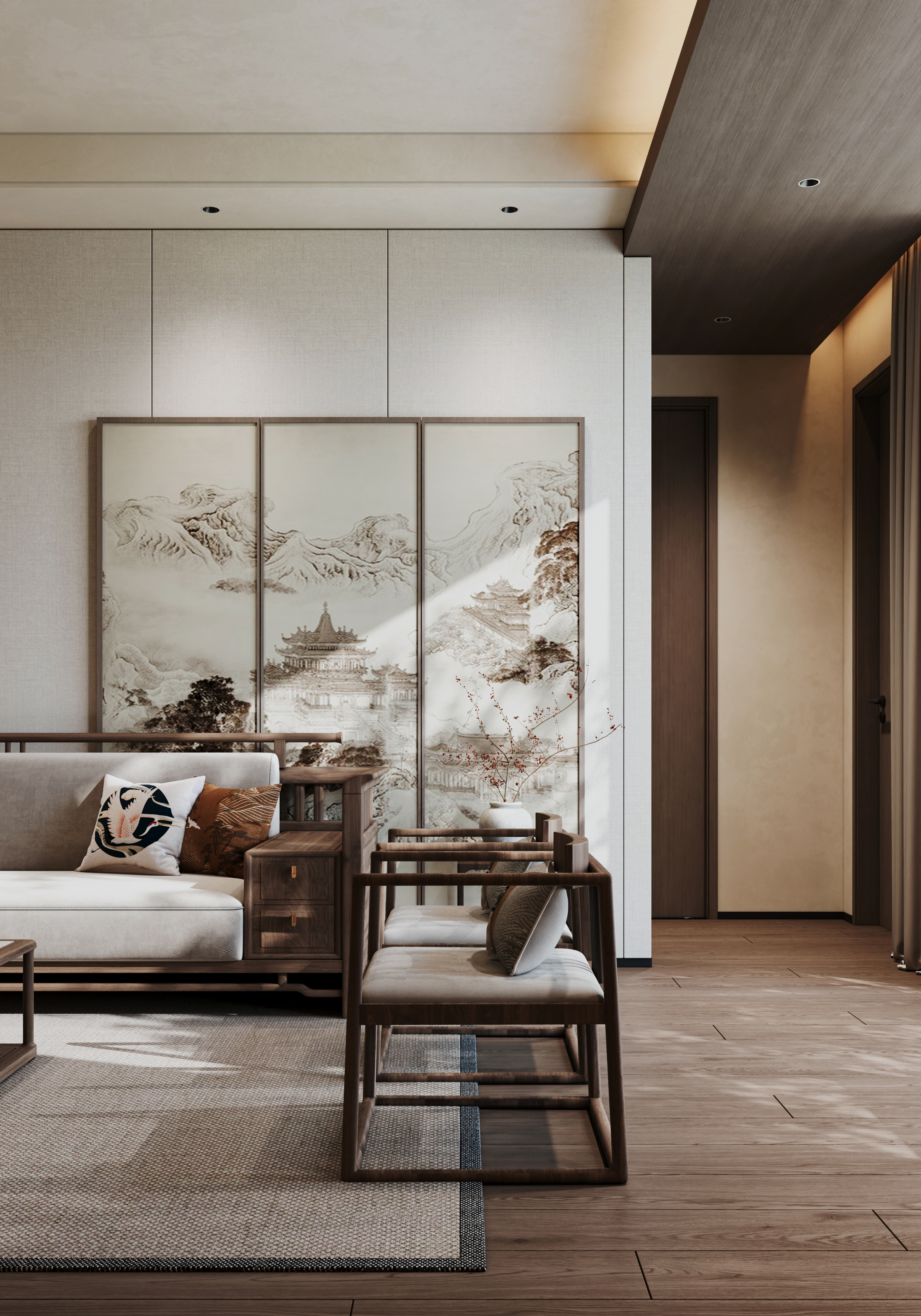 武汉 依山郡160㎡ 新中式效果图表现-2