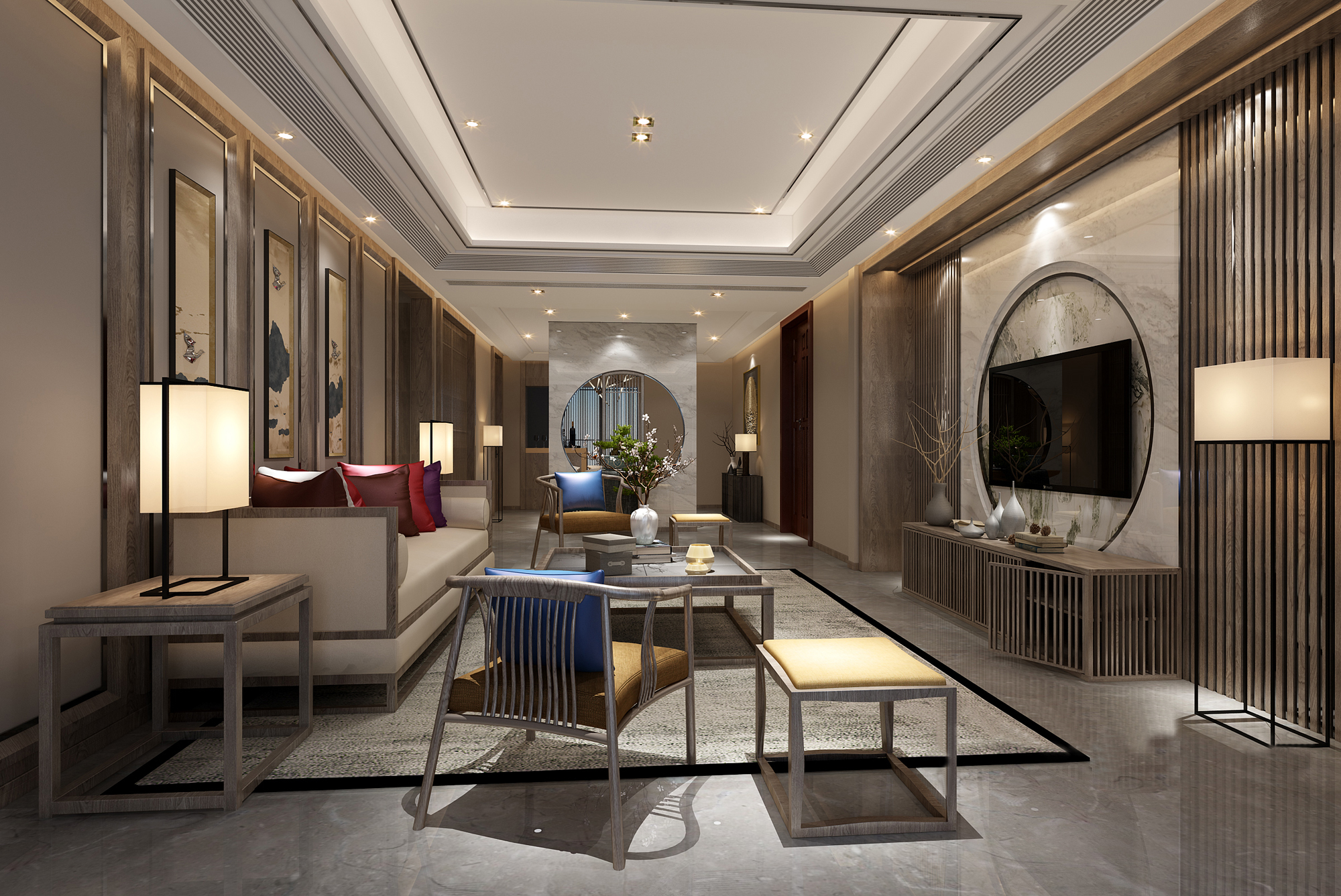 新中式 中式古典 奢华家装别墅样板房-9-35